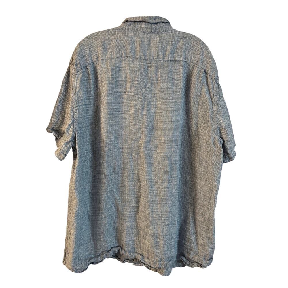 Faherty Men’s Palma 100% Linen Short Sleeve Button Up Shirt Blue Size XXL - Picture 2 of 7